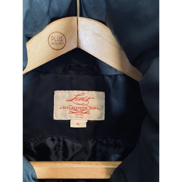 Levis Mens Puffy Long Car Coat Black Full Zip Mens Size XL Jacket Warm Pockets - Picture 4 of 12